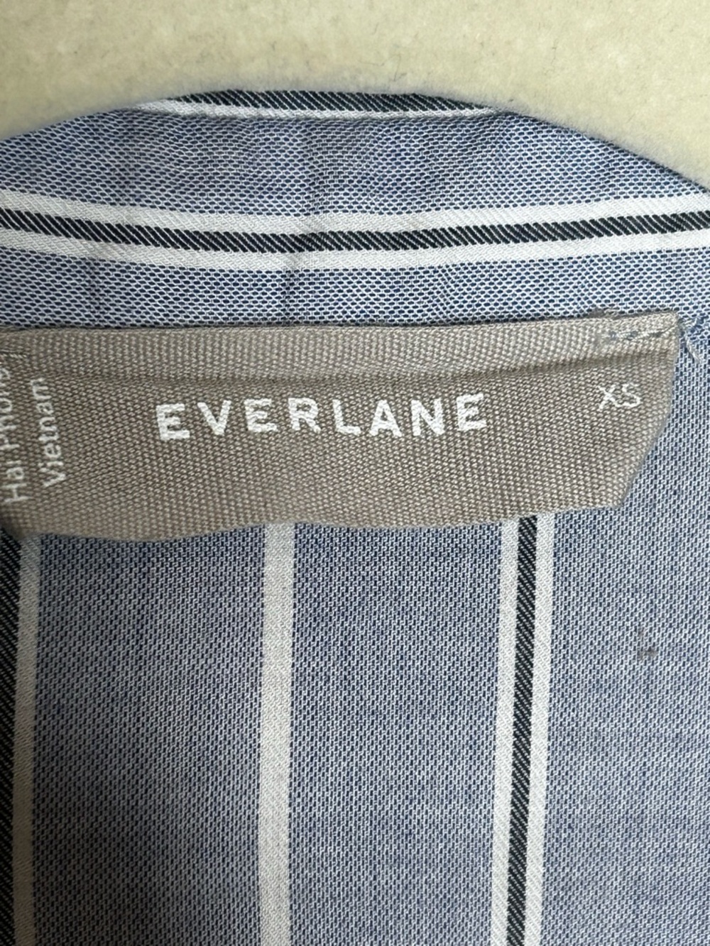 Everlane Iconic Oversized Striped Button-Down Cotton Shirt Relaxed Fit Coastal - Picture 7 of 15
